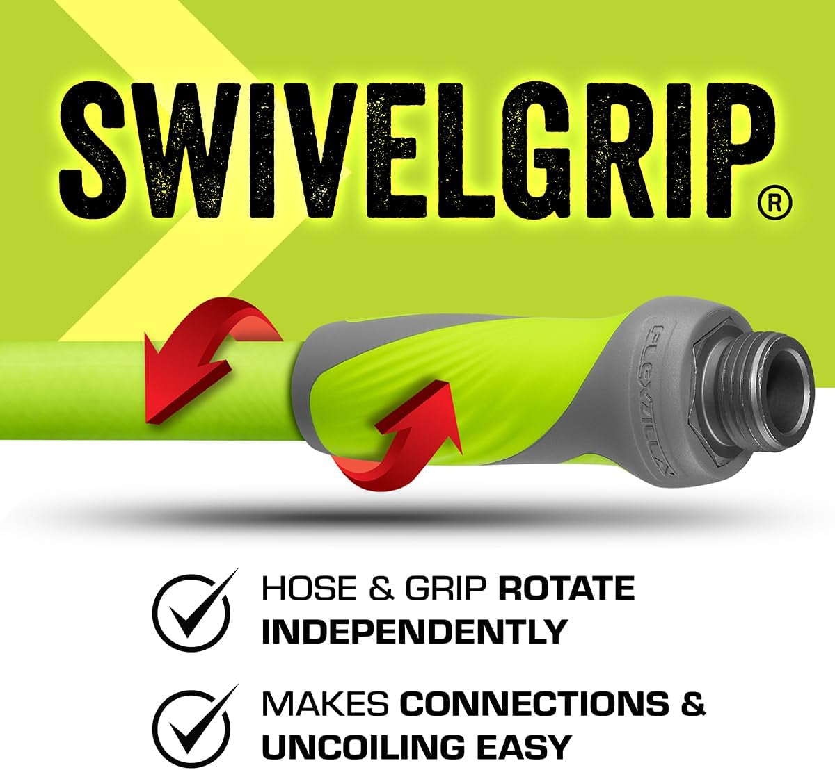 Garden Hose with Swivelgrip, 5/8 In. X 10 Ft., Heavy Duty, Lightweight, Drinking Water Safe - HFZG510YWS