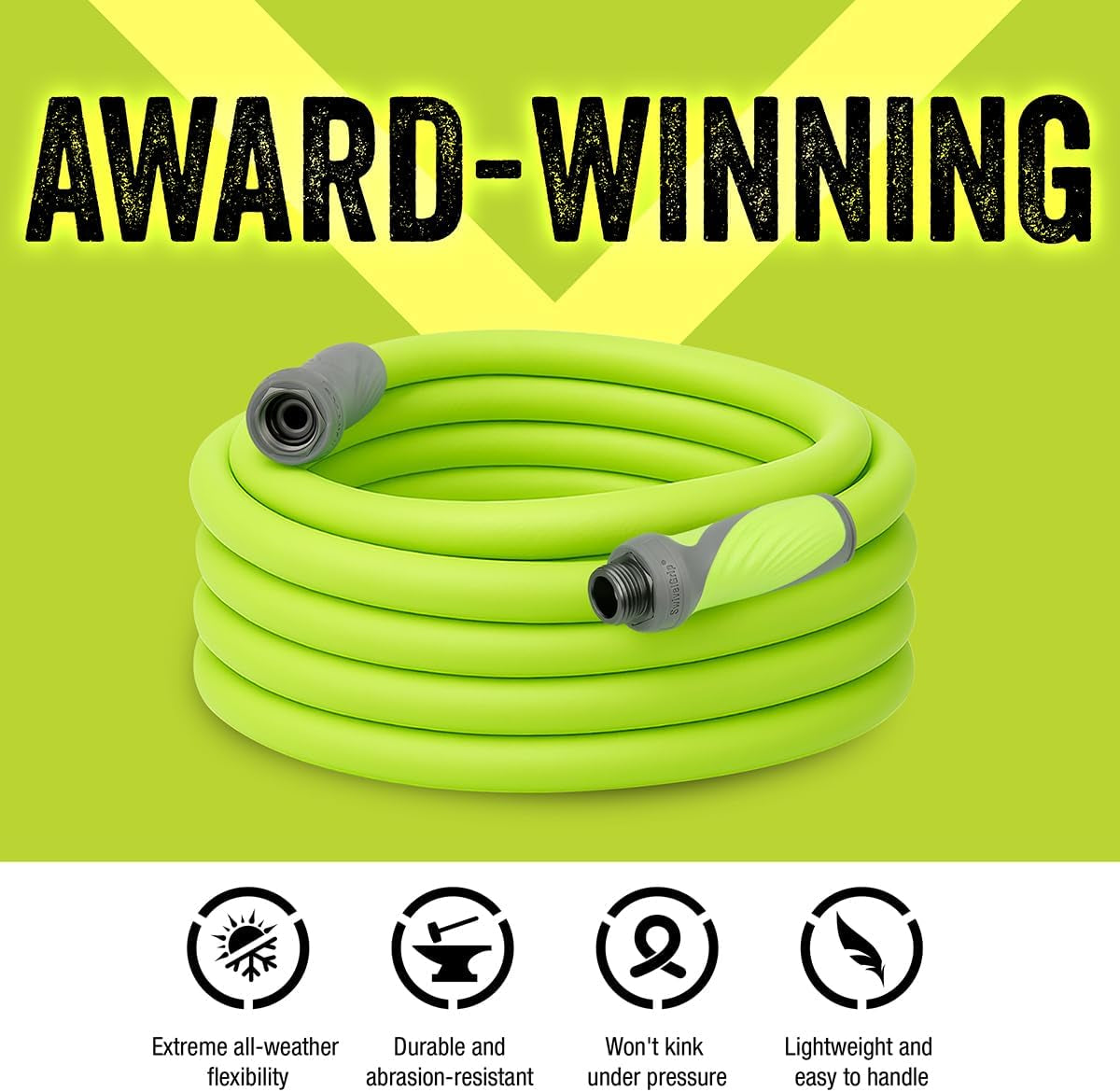 Garden Hose with Swivelgrip, 5/8 In. X 10 Ft., Heavy Duty, Lightweight, Drinking Water Safe - HFZG510YWS